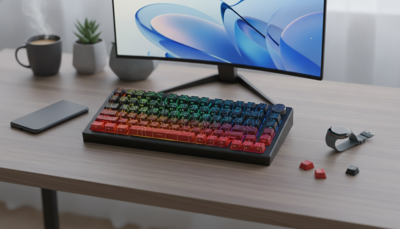Red Gradient Side-Print PBT Keycaps (Cherry, Shine-Through)